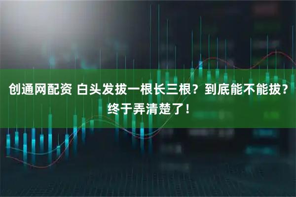 创通网配资 白头发拔一根长三根？到底能不能拔？终于弄清楚了！